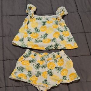 Janie and Jack Yellow and Green Pineapple Print Kids Matching Set